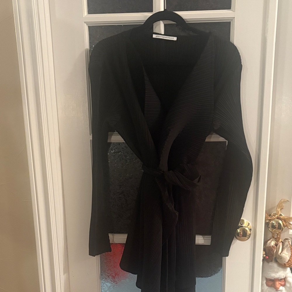 ADOLFO  DOMINGUEZ Ribbed Cardigan with Belt, Sz S